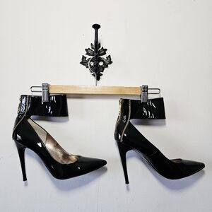 Donald J. Pliner DMSX Patent Leather Heels Size 8 Ankle Strap Gold Zipper